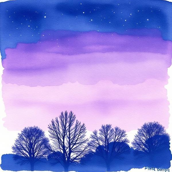 Watercolour of a soft clouded twilight sky.